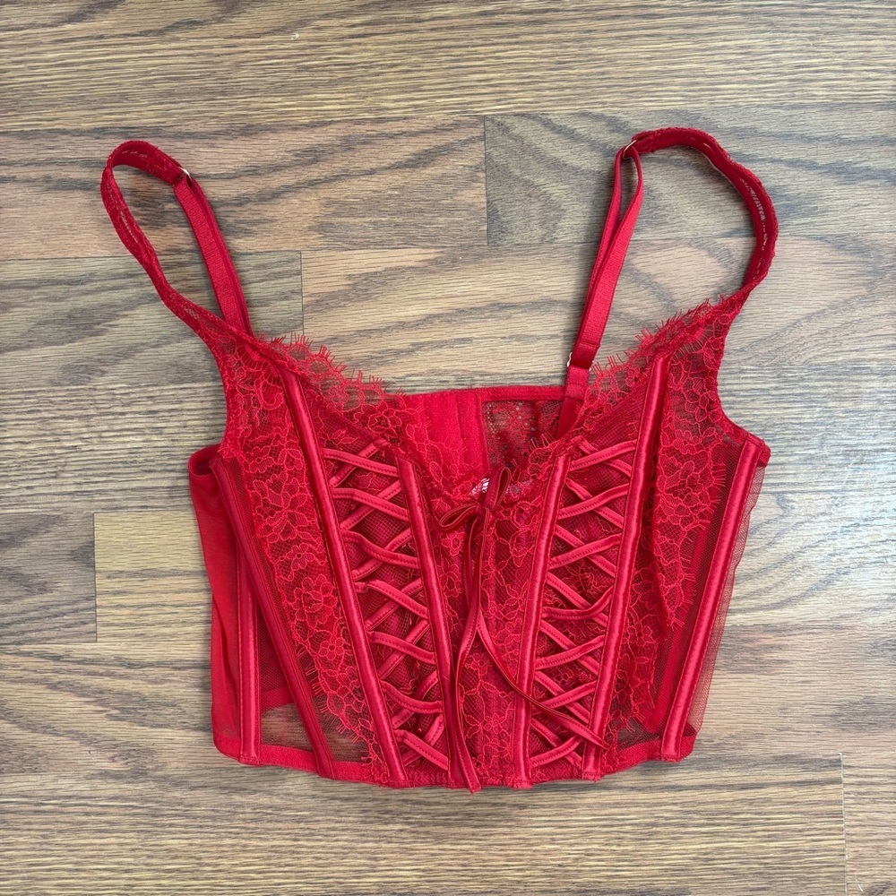 Victoria's Secret Dream Angels Unlined Lace-Up Corset Top - Picture 3 of 5